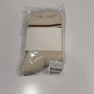 Kids' Cream Socks with Brown Stripes